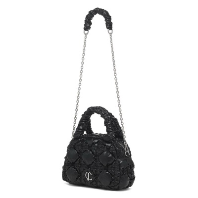 Carlyn Glam In Nylon-PU With Silver Hardware Black