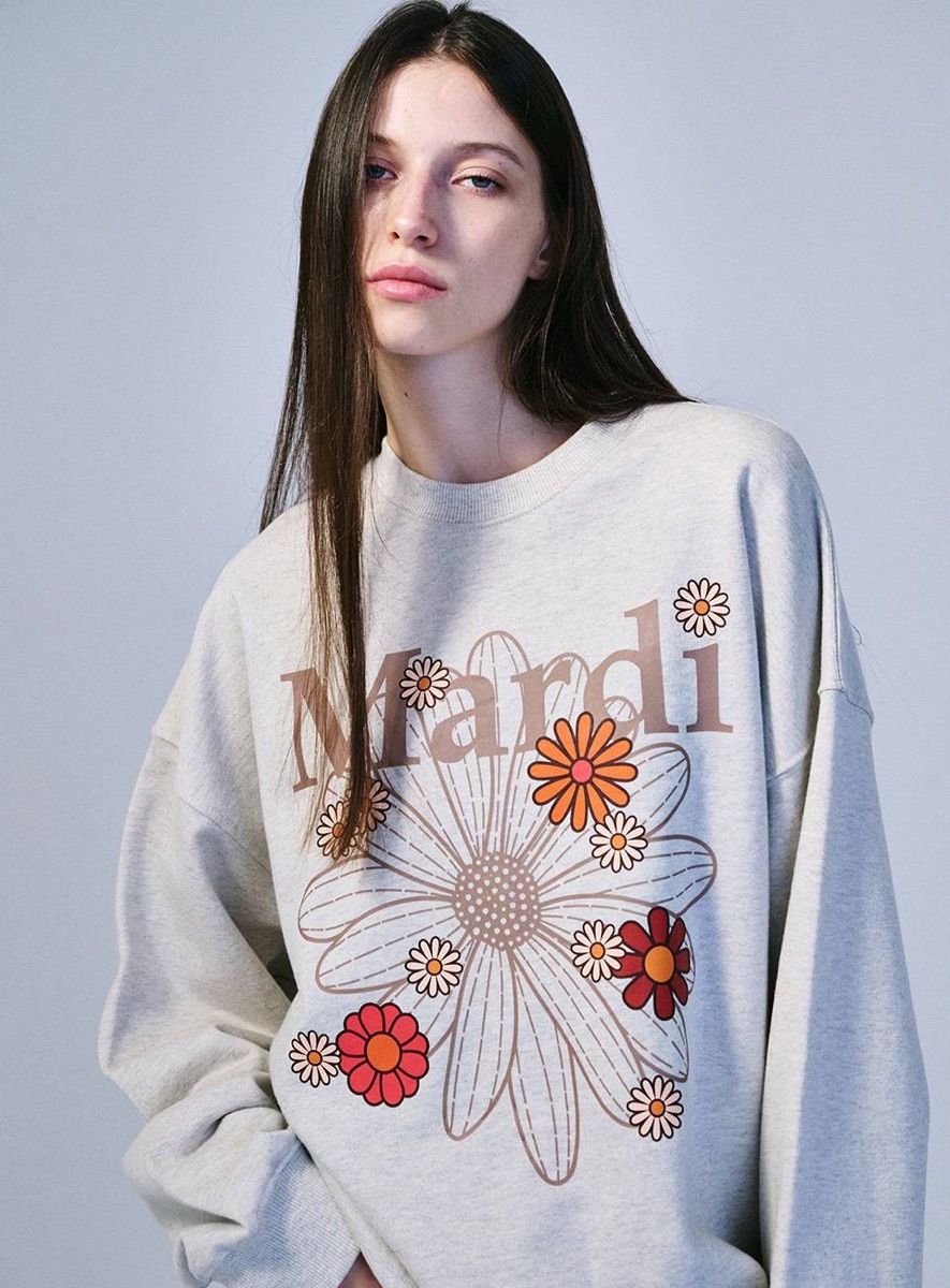 Mardi Mercredi Sweatshirt Flowermardi Blossom Oatmeal Taupe