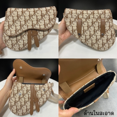 Dior x Cactus Jack Mini Saddle Bag In Coffee Oblique Jacquard