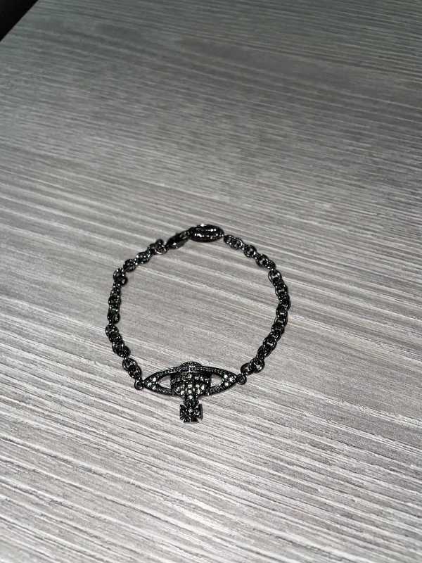 Vivienne Westwood Man. Mini Bas Relief Chain Bracelet In Gunmetal